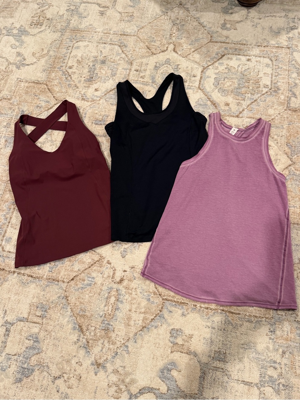 lululemon bundle 3 Tank Tops in Black, Burgundy, Mauve size 2